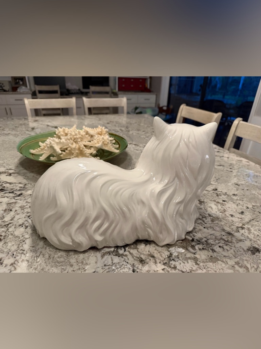 Vintage Large Ceramic White Cat Laying Down Blue Eyes Figurine 16” - Picture 14 of 16
